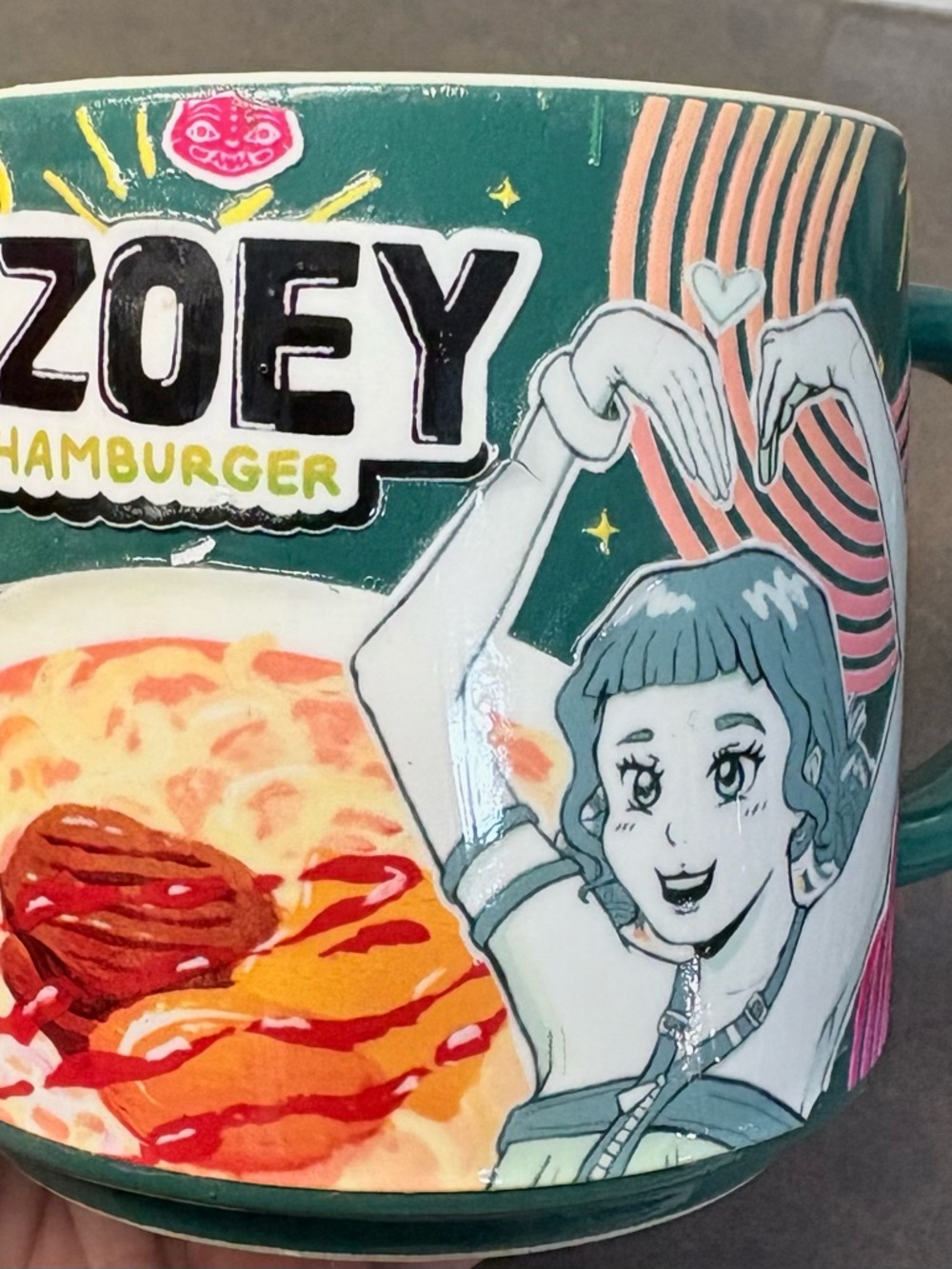 Zoey Hamburger Illustrated Ceramic Mug K Pop
